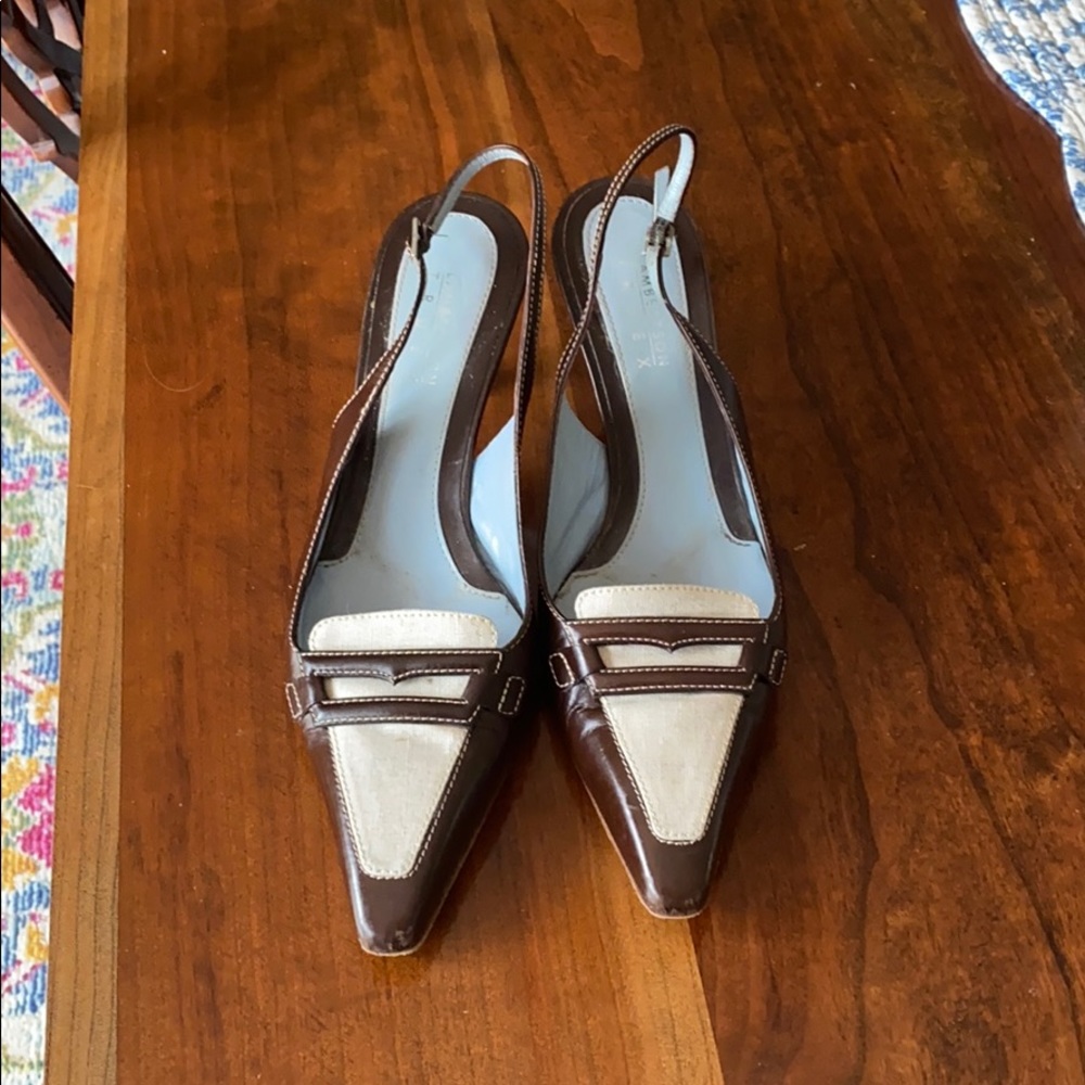 Lambertson Truex slung back kitten heels.